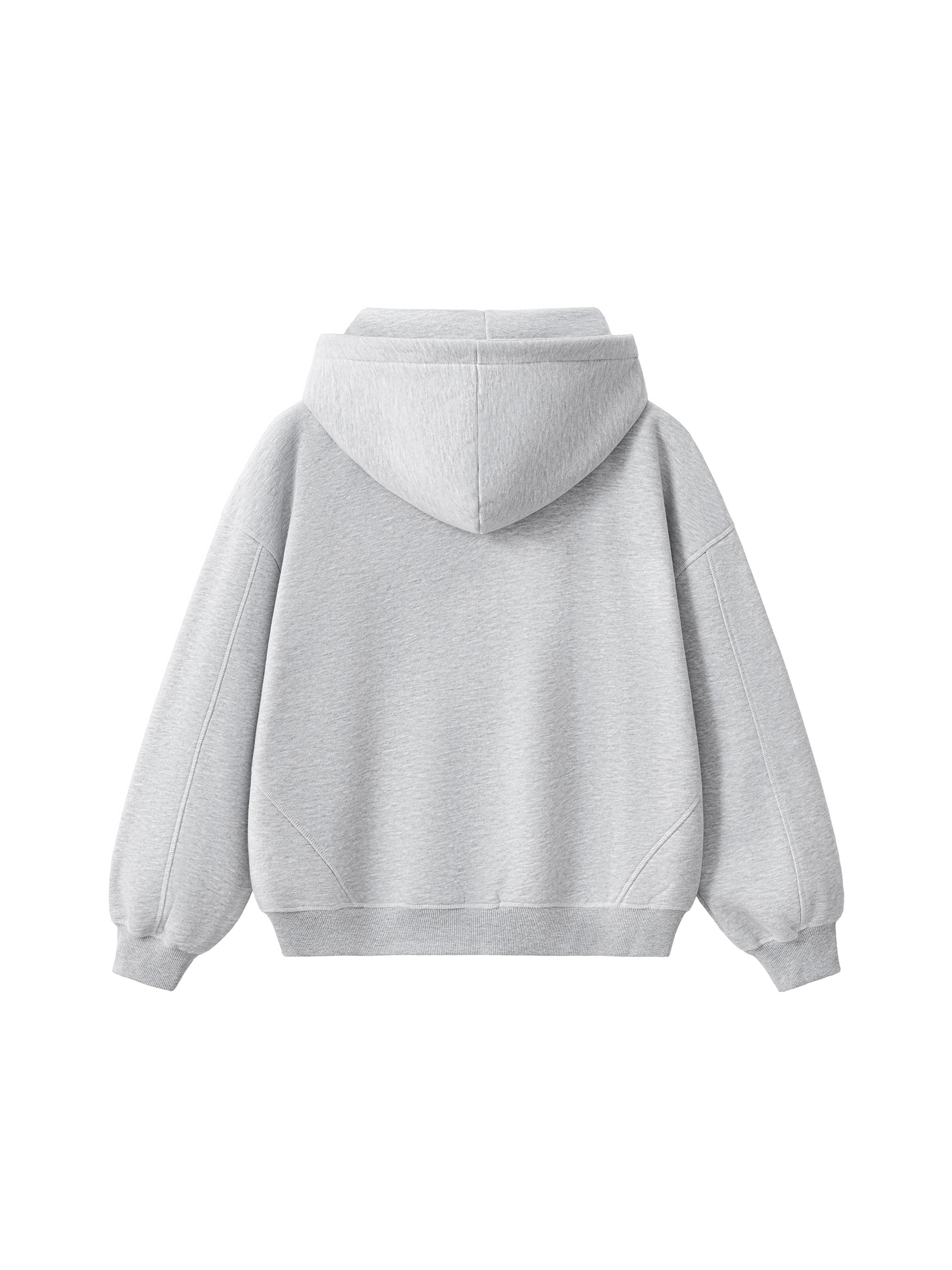 Outline Boxy Zip Hoodie - Grey