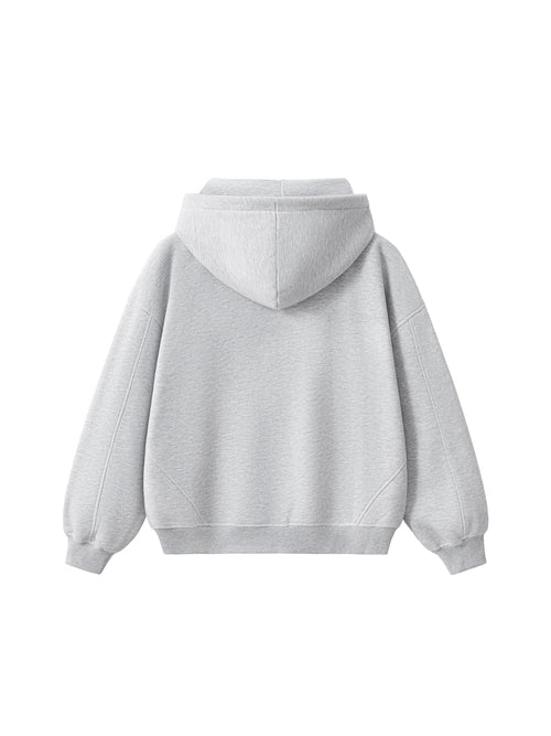 Outline Boxy Zip Hoodie - Grey