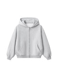 Outline Boxy Zip Hoodie - Grey