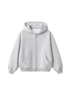 Outline Boxy Zip Hoodie - Grey