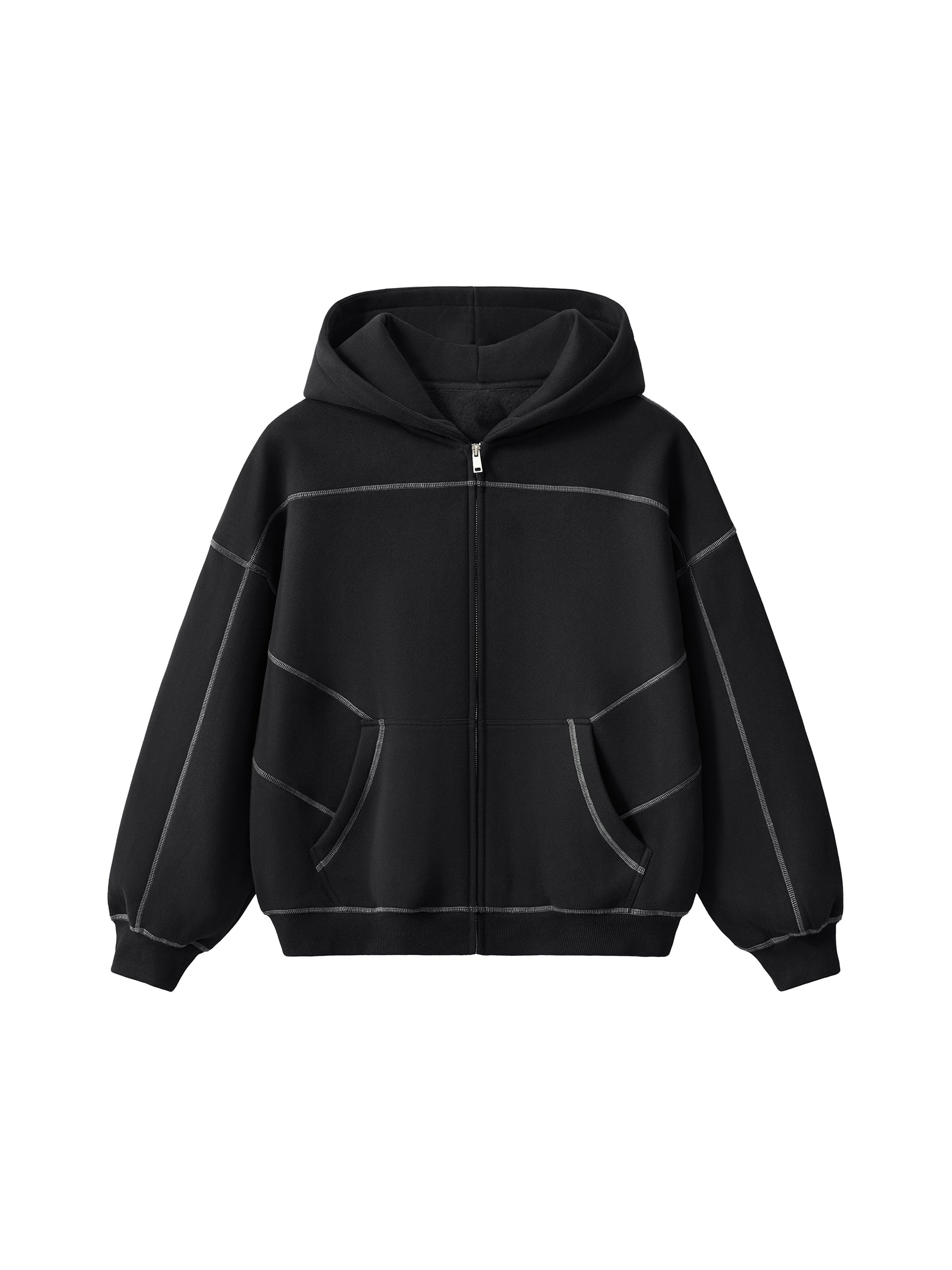 Outline Boxy Zip Hoodie